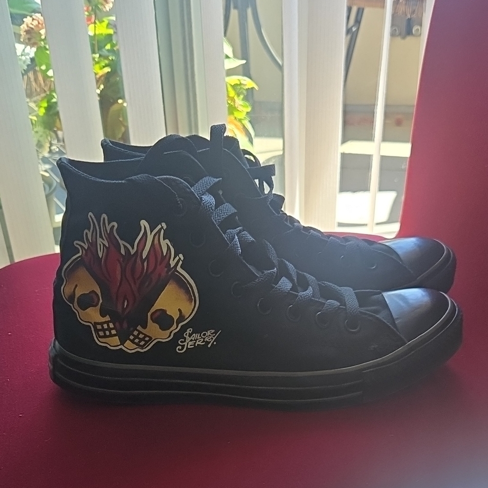 Converse All Star Sailor Jerry with Punk Skull Design M8 W10